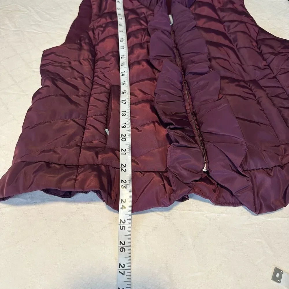 Soft Surroundings Saint Aubin Purple Quilted Vest Ruffle Trim Womens Large - Picture 7 of 7